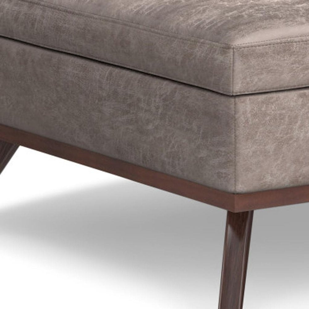 40" Black And Brown Faux Leather Ottoman With Storage — view 14