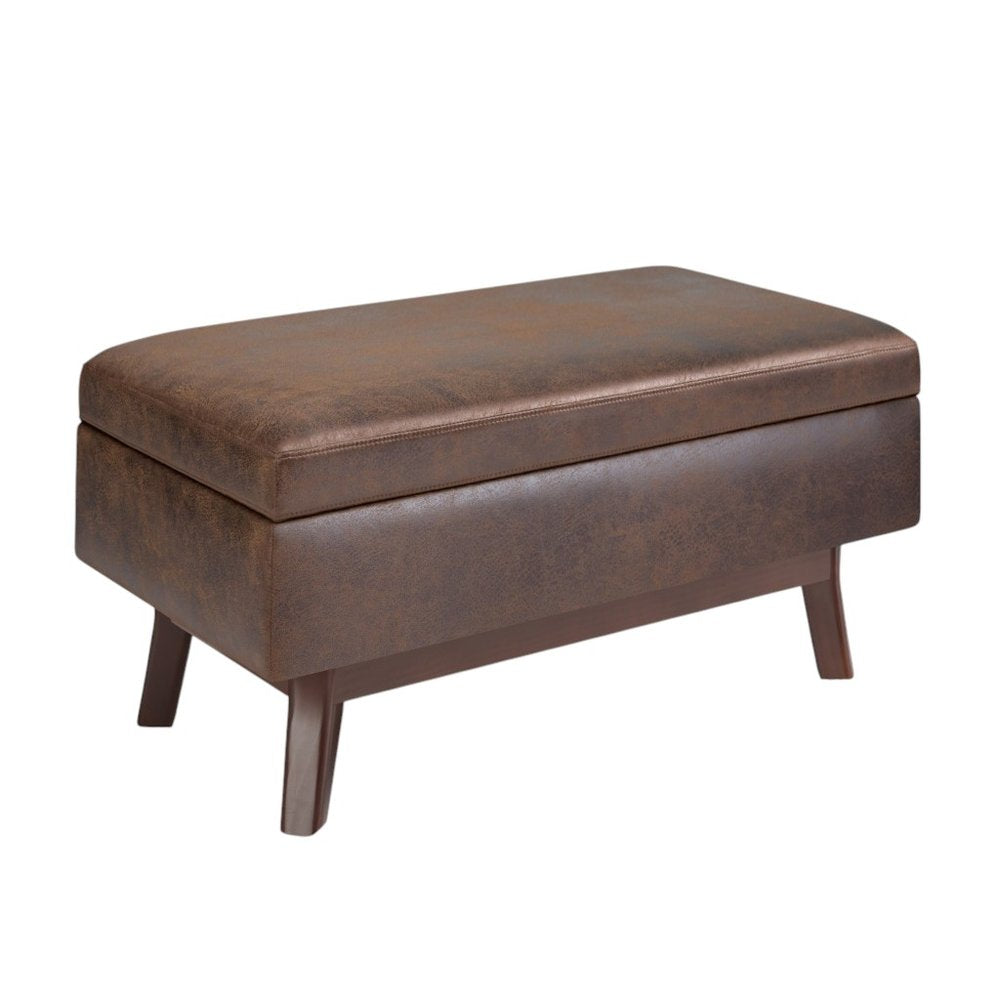 36" Brown Faux Leather Ottoman With Storage — view 6