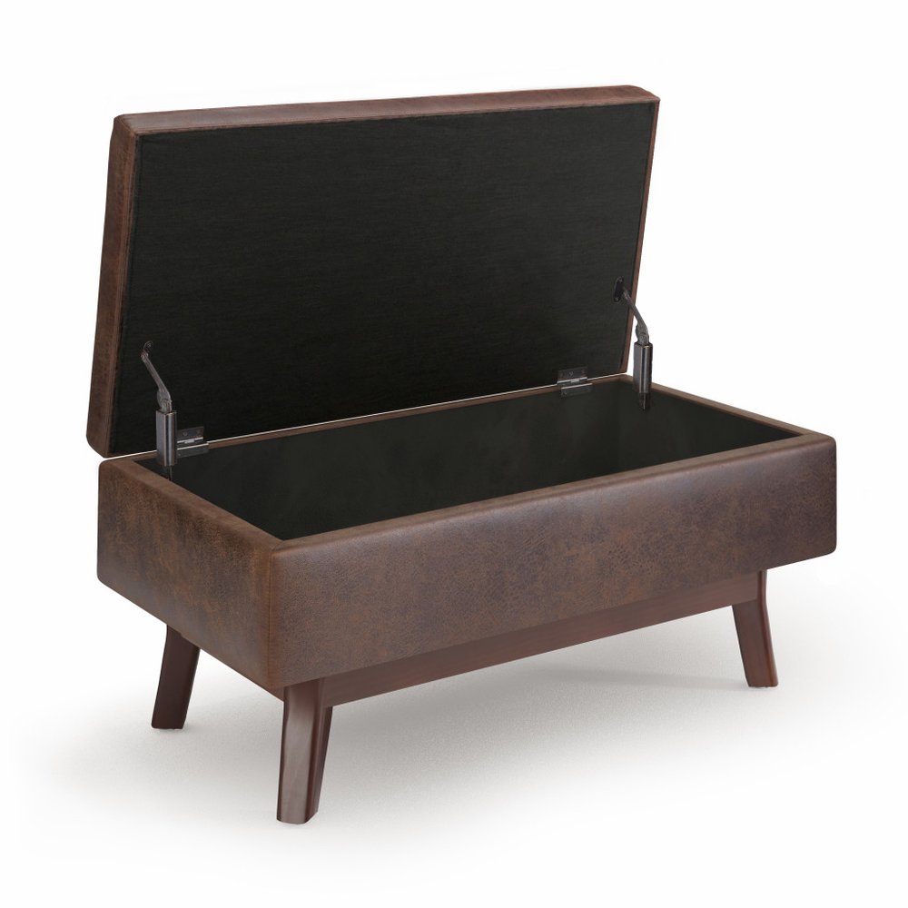 36" Brown Faux Leather Ottoman With Storage — view 2