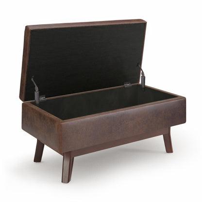 36" Brown Faux Leather Ottoman With Storage HomeRoots