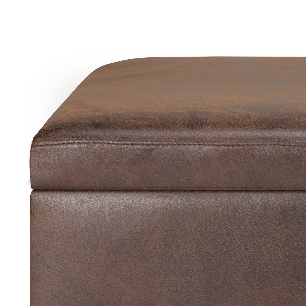 36" Brown Faux Leather Ottoman With Storage — view 4