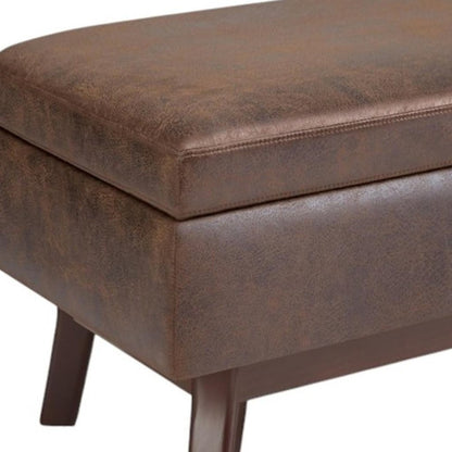 36" Brown Faux Leather Ottoman With Storage HomeRoots