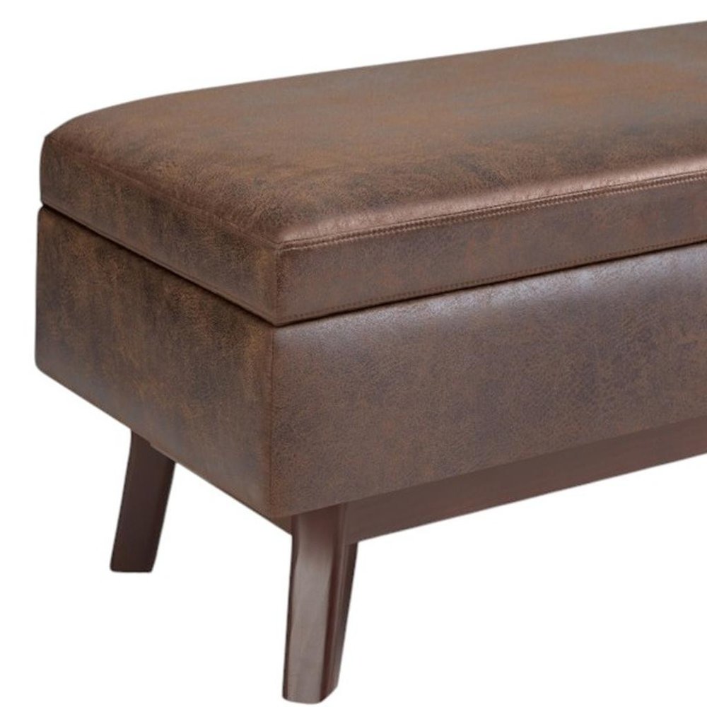 36" Brown Faux Leather Ottoman With Storage — view 9