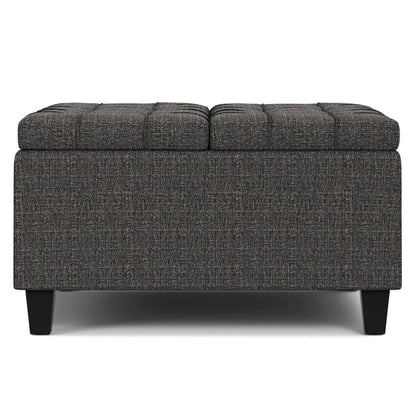 30" Slate Gray And Brown Upholstery Tufted Ottoman With Storage HomeRoots