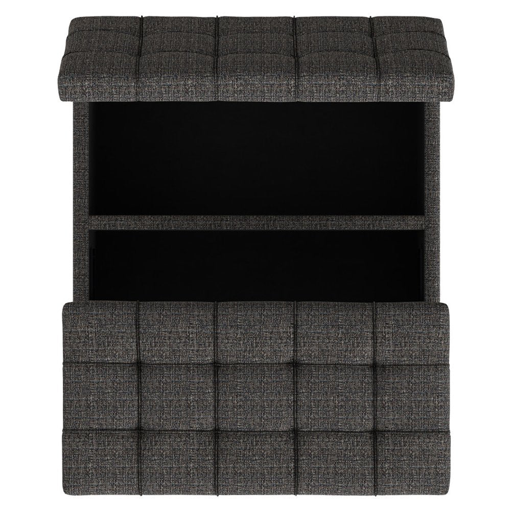 30" Slate Gray And Brown Upholstery Tufted Ottoman With Storage HomeRoots