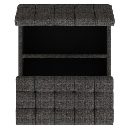 30" Slate Gray And Brown Upholstery Tufted Ottoman With Storage HomeRoots