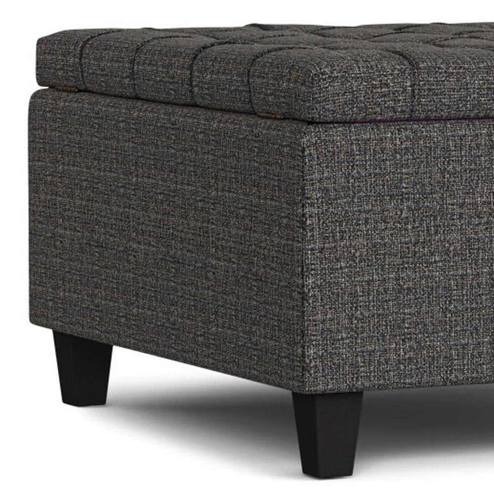 30" Slate Gray And Brown Upholstery Tufted Ottoman With Storage HomeRoots