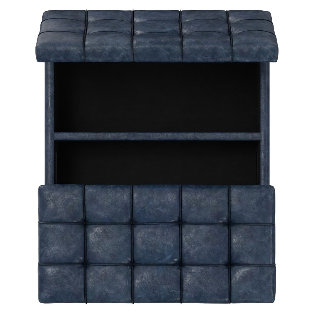 30" Brown Faux Leather Tufted Ottoman With Storage — view 5
