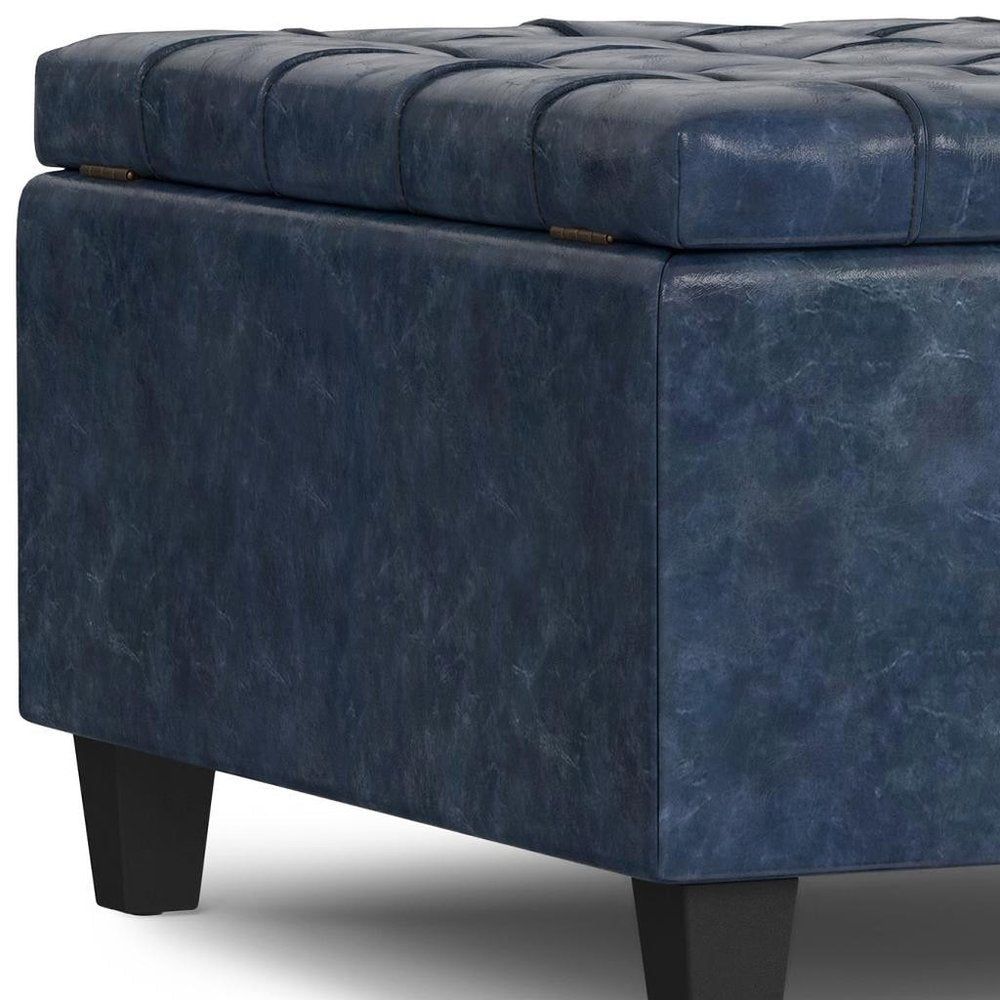 30" Brown Faux Leather Tufted Ottoman With Storage HomeRoots