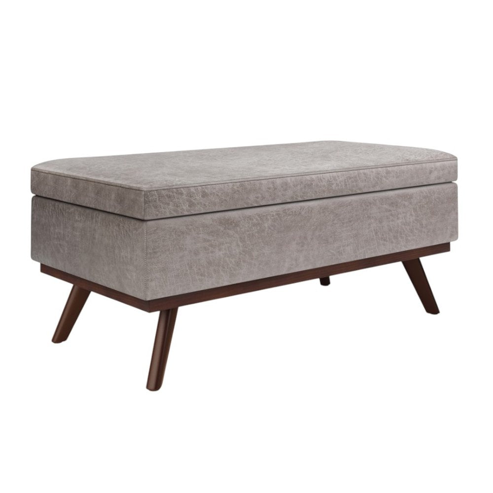 42" Black And Brown Faux Leather Ottoman With Storage HomeRoots