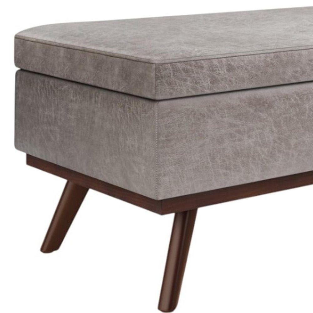 42" Black And Brown Faux Leather Ottoman With Storage HomeRoots