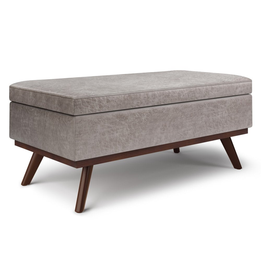 42" Black And Brown Faux Leather Ottoman With Storage HomeRoots
