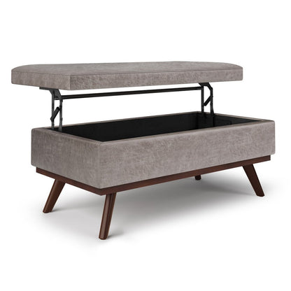 42" Black And Brown Faux Leather Ottoman With Storage HomeRoots