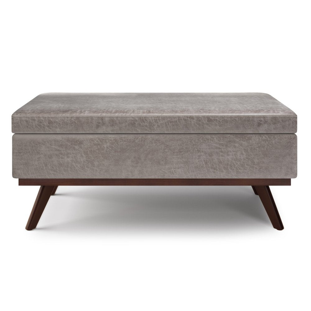42" Black And Brown Faux Leather Ottoman With Storage HomeRoots