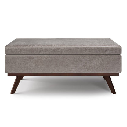 42" Black And Brown Faux Leather Ottoman With Storage HomeRoots
