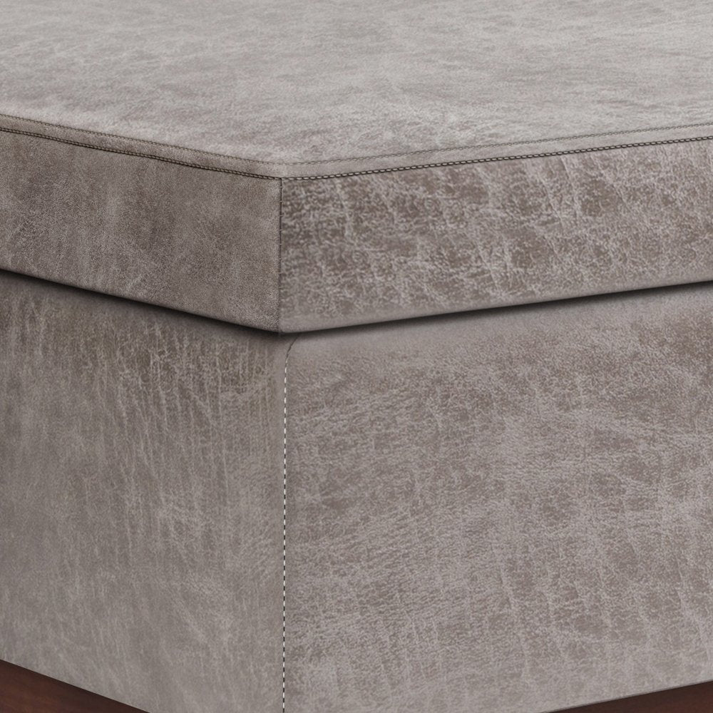 42" Black And Brown Faux Leather Ottoman With Storage HomeRoots