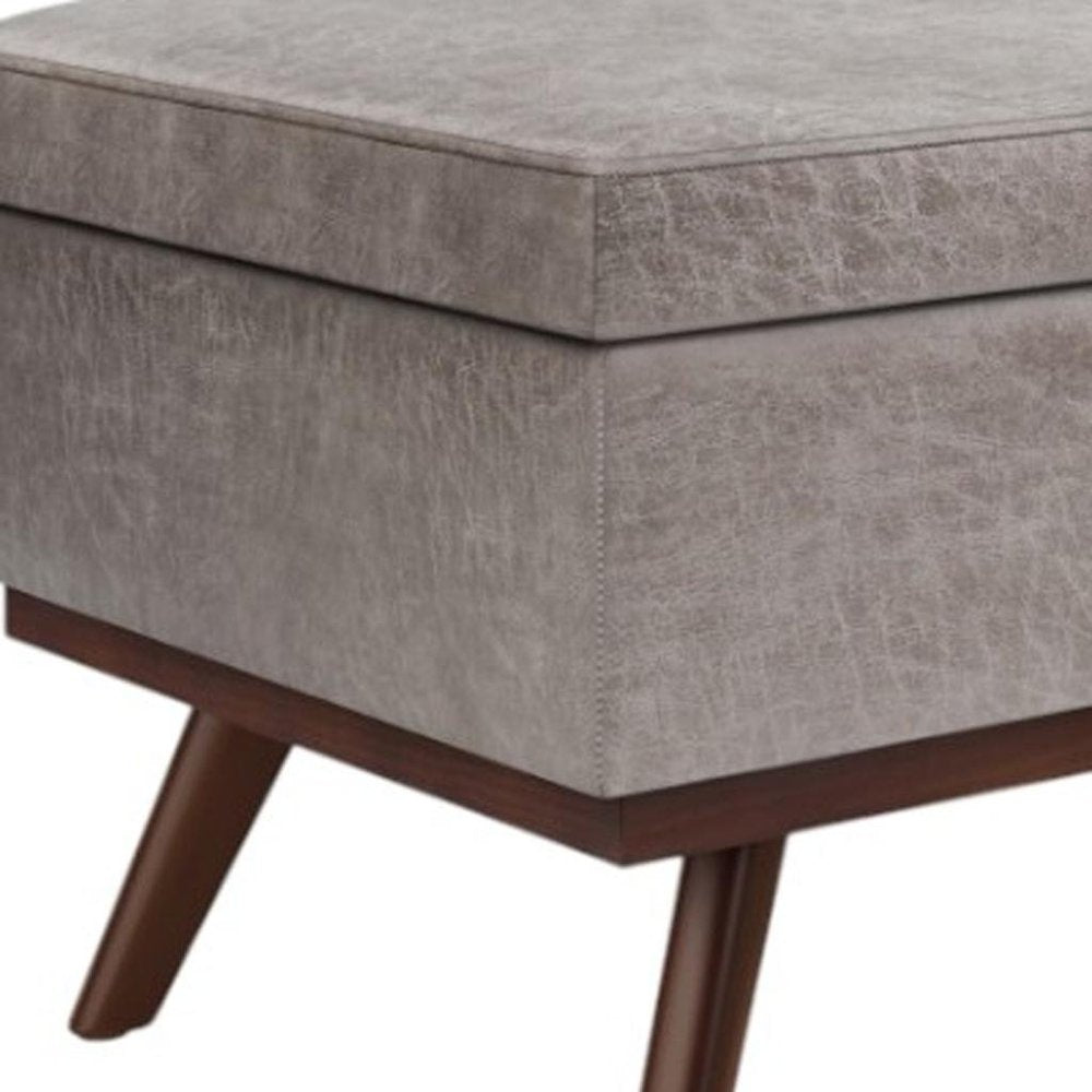 42" Black And Brown Faux Leather Ottoman With Storage HomeRoots