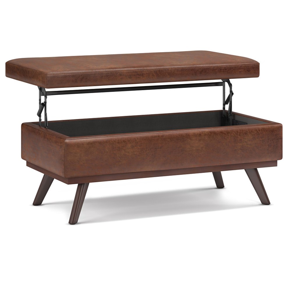 42" Black And Brown Faux Leather Ottoman With Storage — view 12