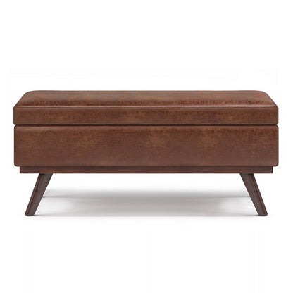 42" Black And Brown Faux Leather Ottoman With Storage HomeRoots