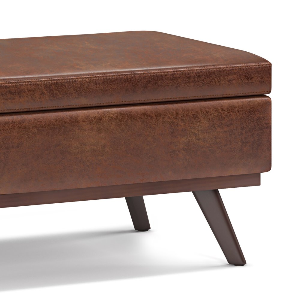 42" Black And Brown Faux Leather Ottoman With Storage — view 14
