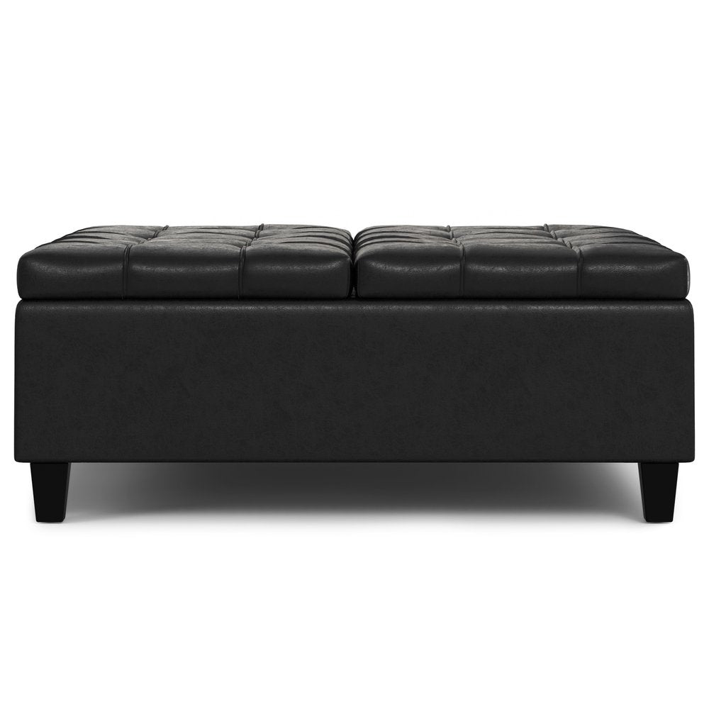 40" Brown Faux Leather Tufted Ottoman With Storage — view 4
