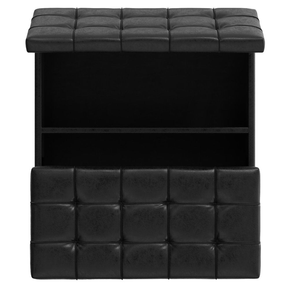 40" Brown Faux Leather Tufted Ottoman With Storage HomeRoots