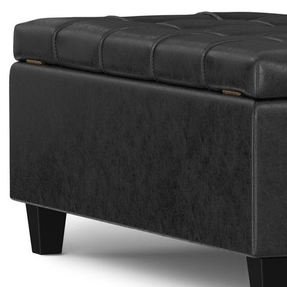 40" Brown Faux Leather Tufted Ottoman With Storage HomeRoots