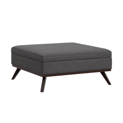 40" Slate Gray And Brown Upholstery Ottoman With Storage