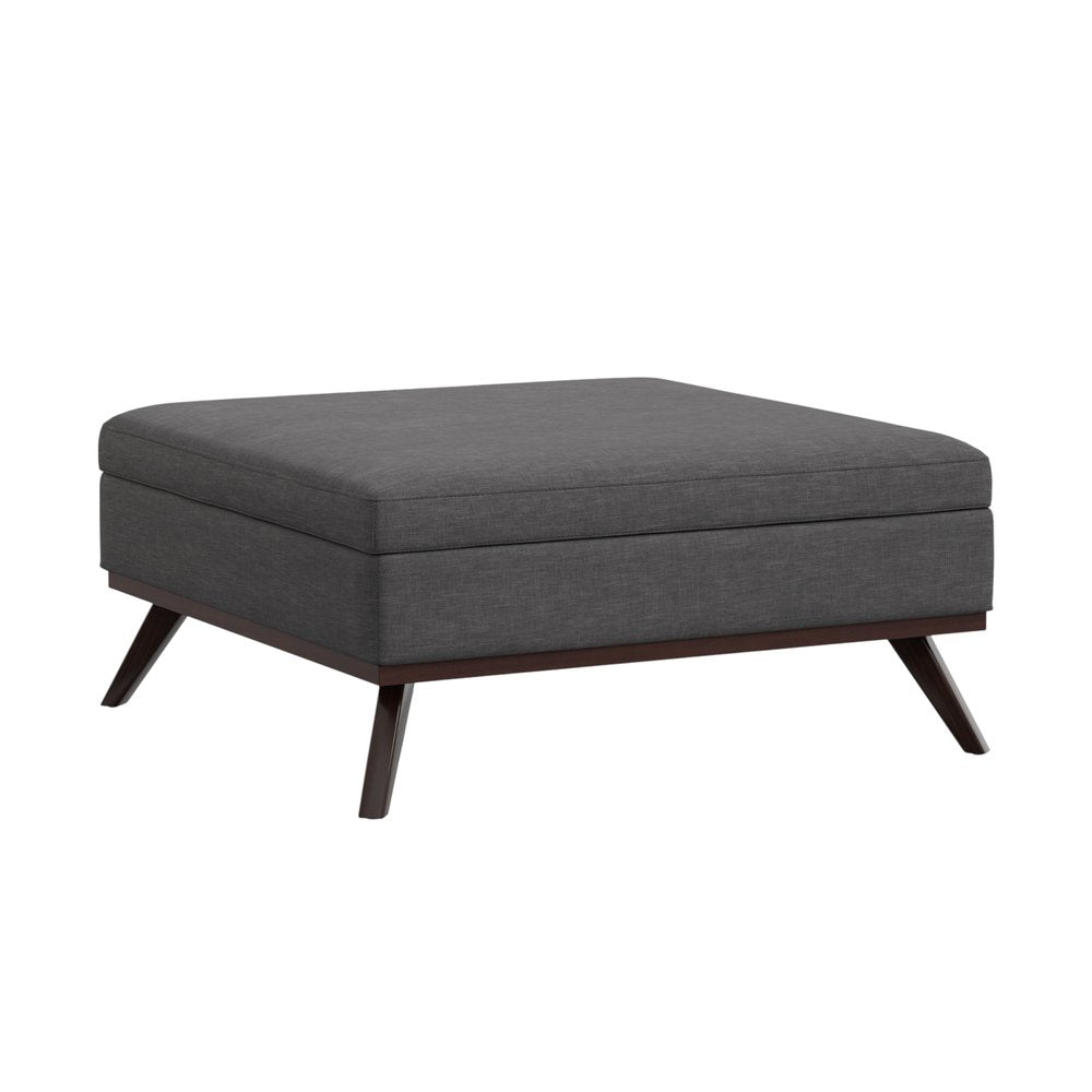 40" Slate Gray And Brown Upholstery Ottoman With Storage — view 9