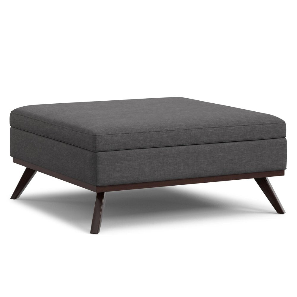 40" Slate Gray And Brown Upholstery Ottoman With Storage HomeRoots