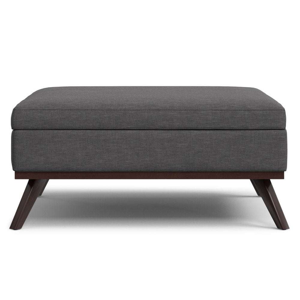 40" Slate Gray And Brown Upholstery Ottoman With Storage HomeRoots