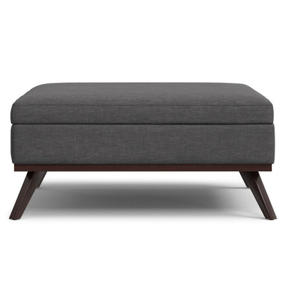 40" Slate Gray And Brown Upholstery Ottoman With Storage HomeRoots