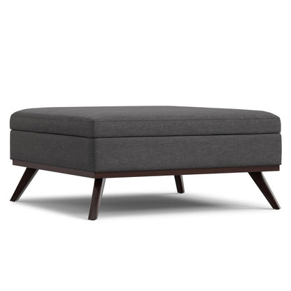40" Slate Gray And Brown Upholstery Ottoman With Storage
