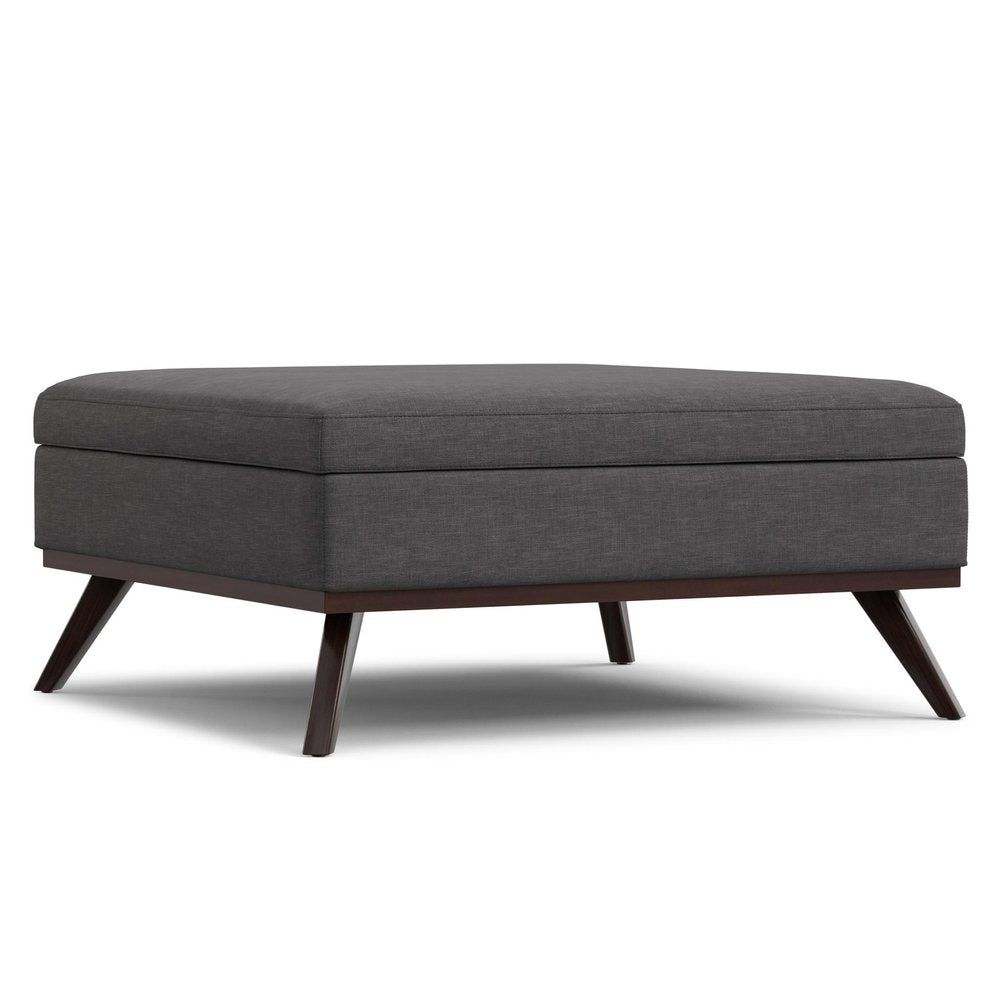 40" Slate Gray And Brown Upholstery Ottoman With Storage HomeRoots