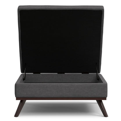 40" Slate Gray And Brown Upholstery Ottoman With Storage HomeRoots