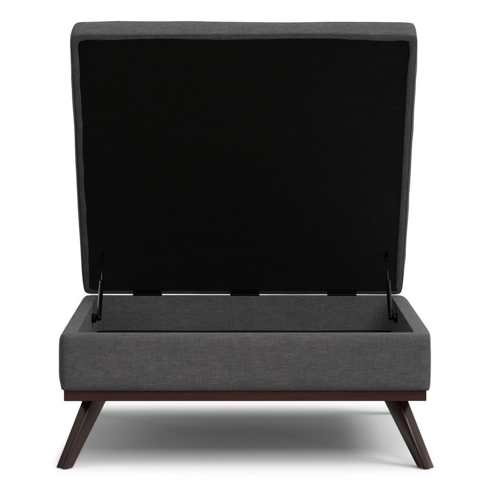 40" Slate Gray And Brown Upholstery Ottoman With Storage — view 5
