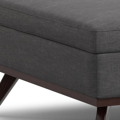 40" Slate Gray And Brown Upholstery Ottoman With Storage HomeRoots