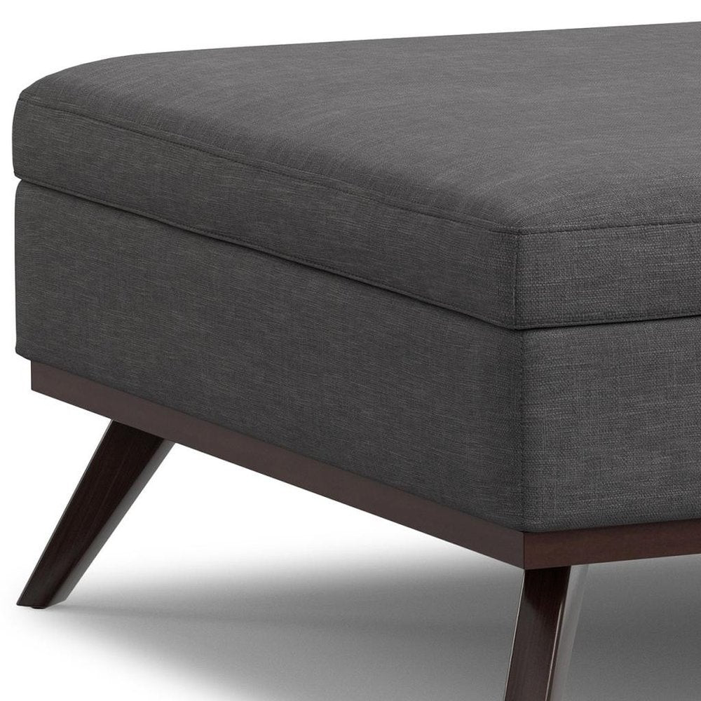 40" Slate Gray And Brown Upholstery Ottoman With Storage