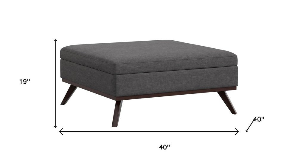 40" Slate Gray And Brown Upholstery Ottoman With Storage — view 10