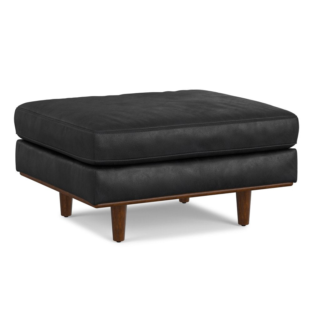 33" Sienna And Brown Genuine Leather Cocktail Ottoman HomeRoots