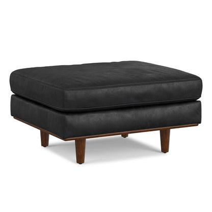 33" Sienna And Brown Genuine Leather Cocktail Ottoman HomeRoots