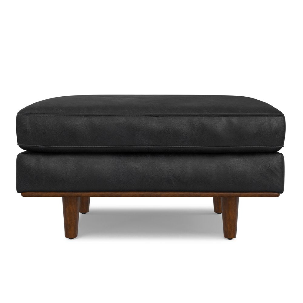 33" Sienna And Brown Genuine Leather Cocktail Ottoman HomeRoots