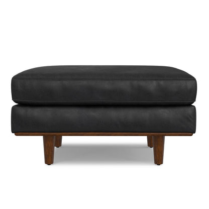 33" Sienna And Brown Genuine Leather Cocktail Ottoman HomeRoots