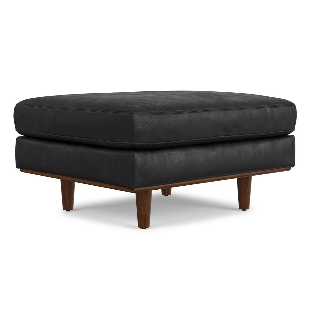 33" Sienna And Brown Genuine Leather Cocktail Ottoman — view 12