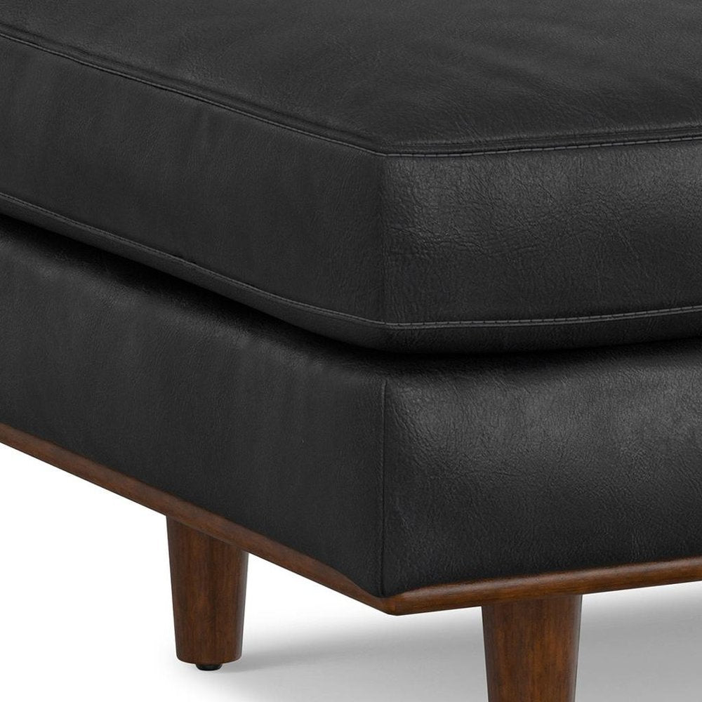 33" Sienna And Brown Genuine Leather Cocktail Ottoman HomeRoots