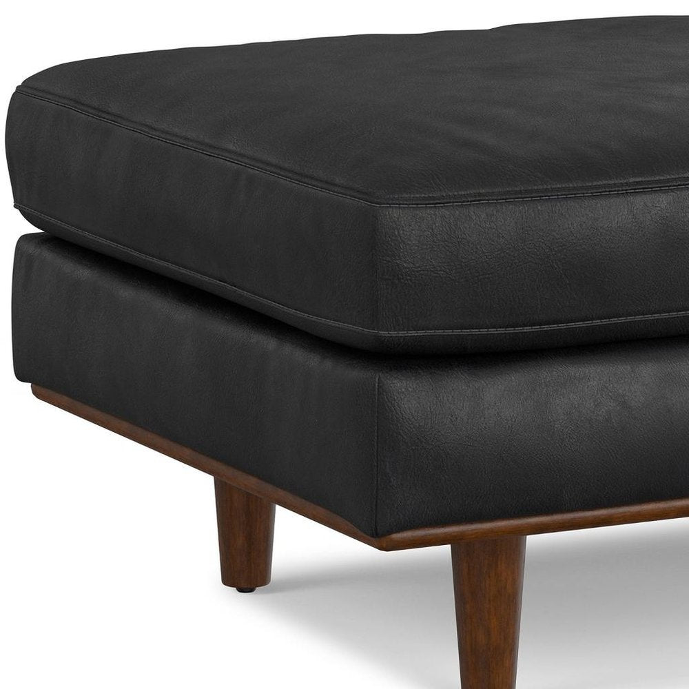 33" Sienna And Brown Genuine Leather Cocktail Ottoman — view 15