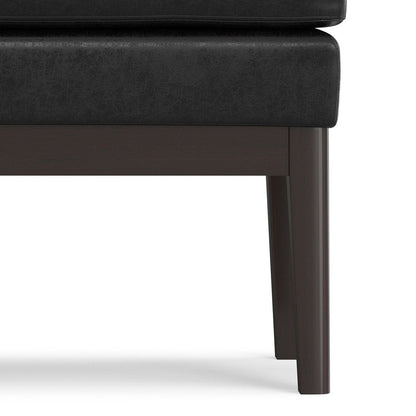 26" Black And Walnut Faux Leather Ottoman HomeRoots