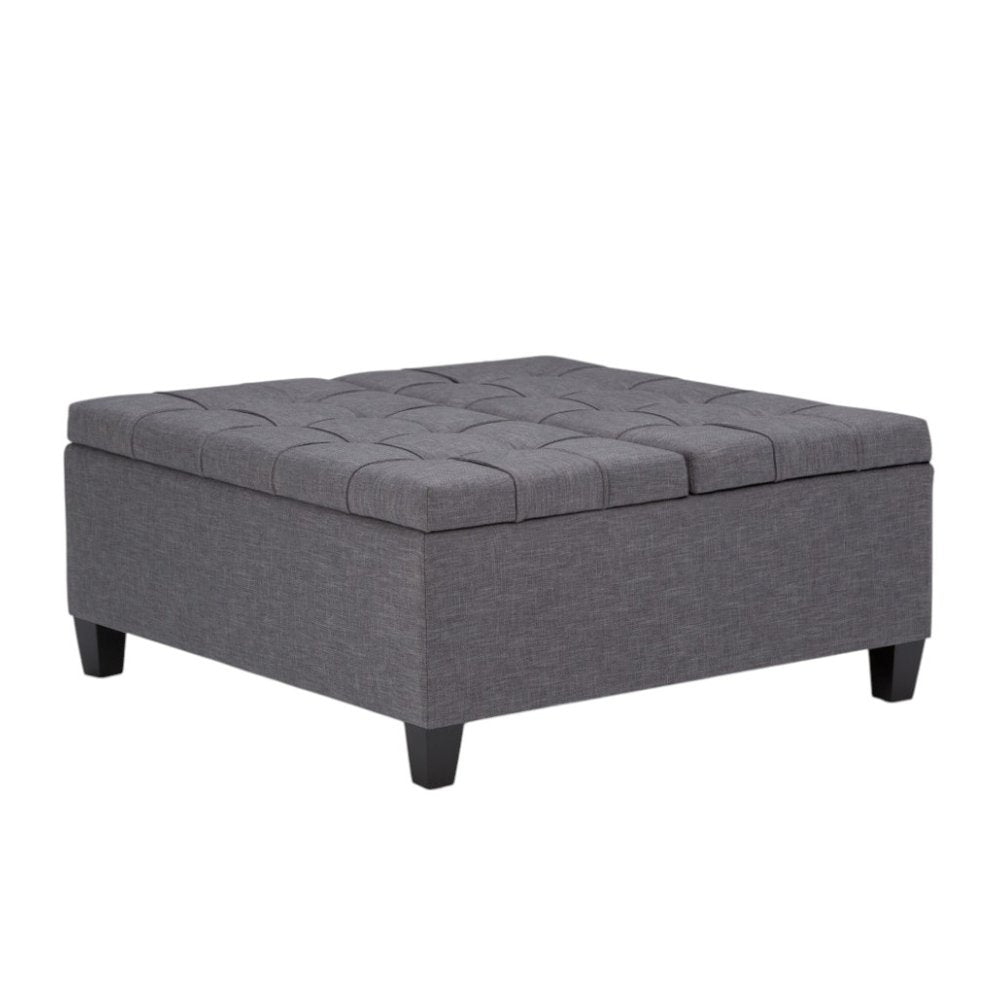 36" Fawn And Espresso Upholstery Tufted Ottoman With Storage HomeRoots