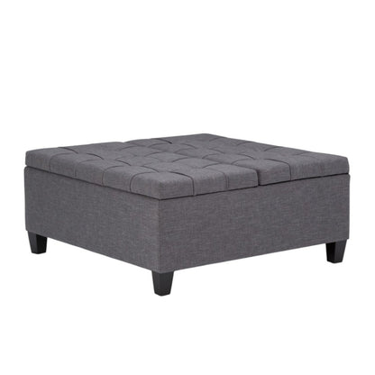 36" Fawn And Espresso Upholstery Tufted Ottoman With Storage HomeRoots