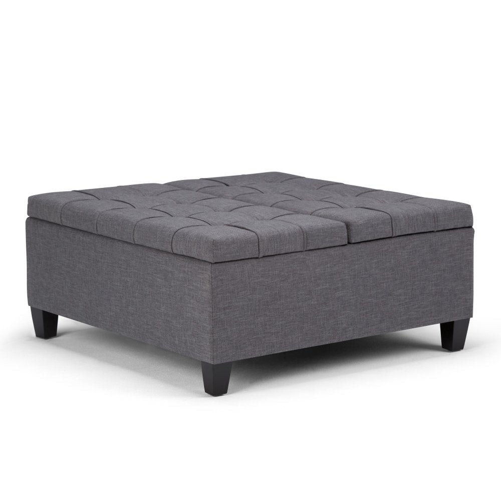 36" Fawn And Espresso Upholstery Tufted Ottoman With Storage HomeRoots